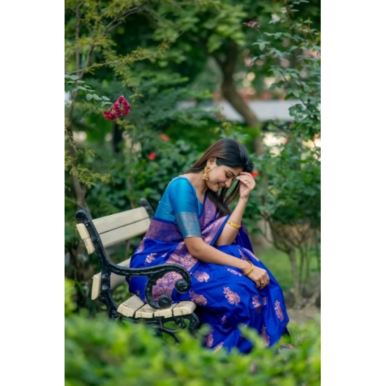 Generic Women's Katan_Silk Zari_Weaving Saree With Unstitched Blouse 5.5Mtr (Royal_Blue) Generic Women's Katan_Silk Zari_Weaving Saree With Unstitched Blouse 5.5Mtr (Royal_Blue)