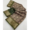 Generic Women's Cotton Blend Printed Saree With Unstitched Blouse 5.5Mtr (Green)