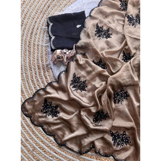 Generic Women's Viscose Silk Embroidered Saree With Unstitched Blouse 5.5Mtr (Beige) Generic Women's Viscose Silk Embroidered Saree With Unstitched Blouse 5.5Mtr (Beige)