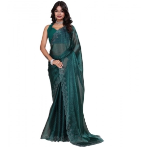 Generic Women's Jimmy choo Embellished Bollywood Saree With Unstitched Blouse 5.5Mtr (Green)