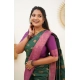 Generic Women's Litchi silk Printed Saree With Unstitched Blouse (Green)