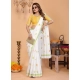 Generic Women's Linen Cotton Printed Saree With Unstitched Blouse 5.5Mtr (White)