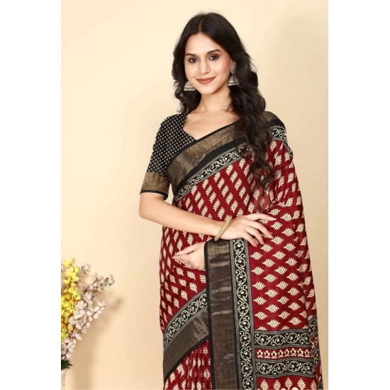 Generic Women's Cotton Silk Printed Saree With Unstitched Blouse 5.5Mtr (Red) Generic Women's Cotton Silk Printed Saree With Unstitched Blouse 5.5Mtr (Red)