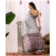 Generic Women's Faux_Silk Printed Saree With Unstitched Blouse 5.5Mtr (White)