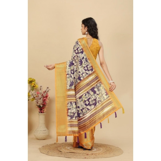 Generic Women's Cotton Silk Floral Printed Saree With Unstitched Blouse 5.5Mtr (Purple) Generic Women's Cotton Silk Floral Printed Saree With Unstitched Blouse 5.5Mtr (Purple)