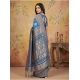 Generic Women's Silk Blend Printed Saree With Unstitched Blouse 5.5Mtr (Sky Blue)
