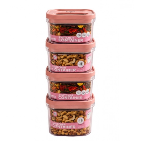 Generic Pack of 4 Switchers Airtight Storage Container Set 1250 ML (Pink) Generic Pack of 4 Switchers Airtight Storage Container Set 1250 ML (Pink)