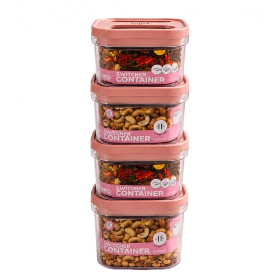Generic Pack of 4 Switchers Airtight Storage Container Set 1250 ML (Pink)