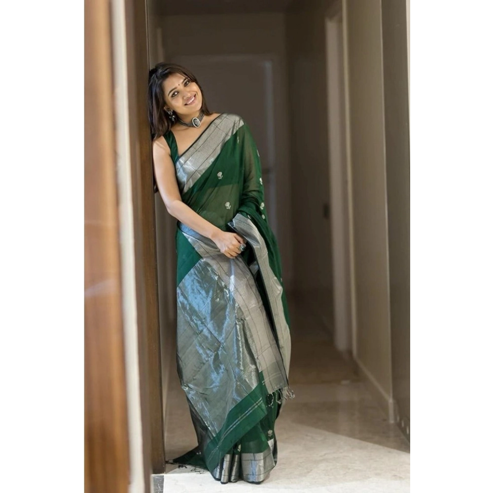 Generic Women's Soft Lichi Silk Printed Saree With Unstitched Blouse 5.5Mtr (Green) Generic Women's Soft Lichi Silk Printed Saree With Unstitched Blouse 5.5Mtr (Green)