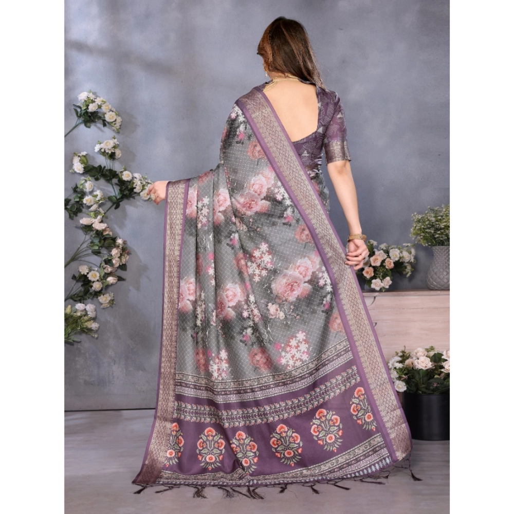 Generic Women's Cotton Silk Printed Saree With Unstitched Blouse 5.5Mtr (Wine ) Generic Women's Cotton Silk Printed Saree With Unstitched Blouse 5.5Mtr (Wine )