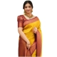 Generic Women's Soft Litchi Silk Jacquard Work Saree With Unstitched Blouse 5.5Mtr (Yellow)