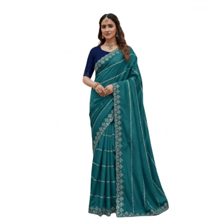 Generic Women's Georgette Embroidered Saree With Unstitched Blouse 5.5Mtr (Teal) Generic Women's Georgette Embroidered Saree With Unstitched Blouse 5.5Mtr (Teal)