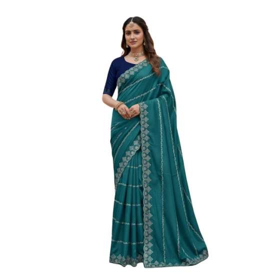 Generic Women's Georgette Embroidered Saree With Unstitched Blouse 5.5Mtr (Teal) Generic Women's Georgette Embroidered Saree With Unstitched Blouse 5.5Mtr (Teal)
