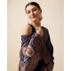 Generic Women's Soft Silk Jacquard Saree With Unstitched Blouse 5.5Mtr (Navy)