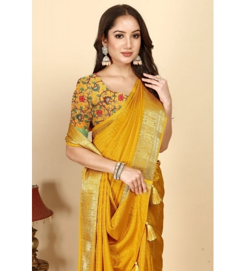 Generic Women's Cotton Blend Checkered Saree With Unstitched Blouse 5.5Mtr (Yellow) Generic Women's Cotton Blend Checkered Saree With Unstitched Blouse 5.5Mtr (Yellow)