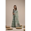 Generic Women's Blended_Cotton Floral Motifs And Woven Buttas Saree With Unstitched Blouse 5.5Mtr (Teal)
