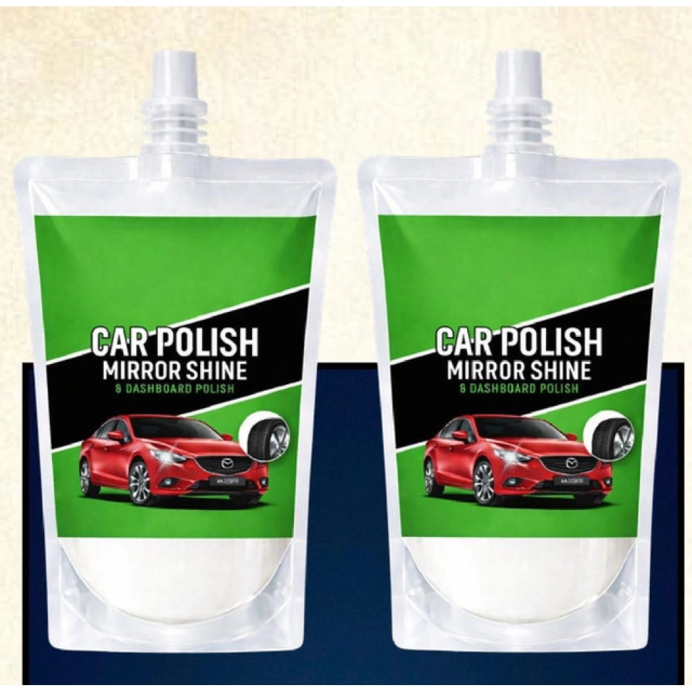 Generic Pack of 2 Car and Bike Polish Mirror Shine Liquid Pouches 100 ML
