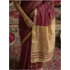 Generic Women's Cotton Printed Saree With Unstitched Blouse 5.5Mtr (Wine)