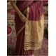 Generic Women's Cotton Printed Saree With Unstitched Blouse 5.5Mtr (Wine)