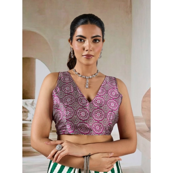 Generic Women's Satin Crepe Printed Saree With Unstitched Blouse 5.5Mtr (Green)