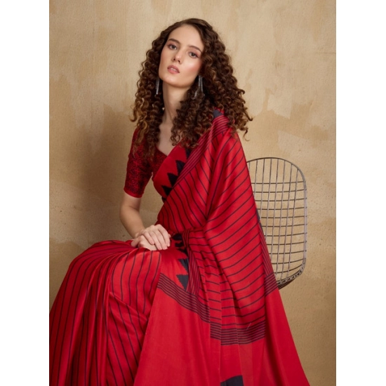 Generic Women's Satin Crepe Printed Saree With Unstitched Blouse 5.5Mtr (Red) Generic Women's Satin Crepe Printed Saree With Unstitched Blouse 5.5Mtr (Red)