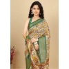 Generic Women's Cotton Silk Floral Printed Saree With Unstitched Blouse 5.5Mtr (Mustard)