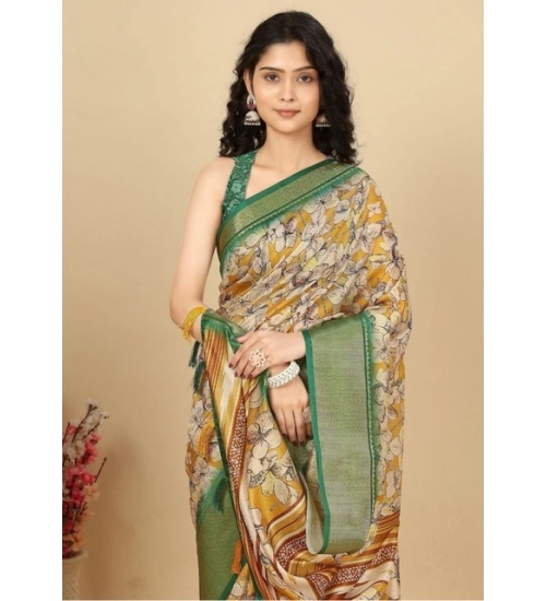 Generic Women's Cotton Silk Floral Printed Saree With Unstitched Blouse 5.5Mtr (Mustard) Generic Women's Cotton Silk Floral Printed Saree With Unstitched Blouse 5.5Mtr (Mustard)