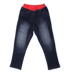 Generic Girl's Denim Ribbed Elasticated Jeans (Black)