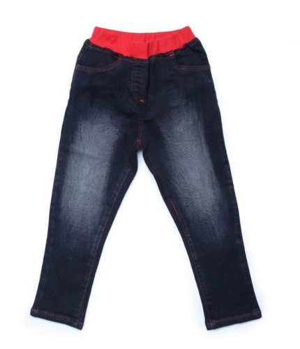 Generic Girl's Denim Ribbed Elasticated Jeans (Black)