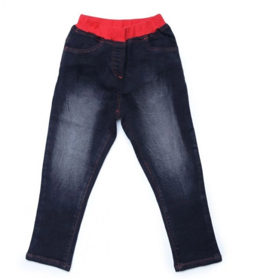 Generic Girl's Denim Ribbed Elasticated Jeans (Black)
