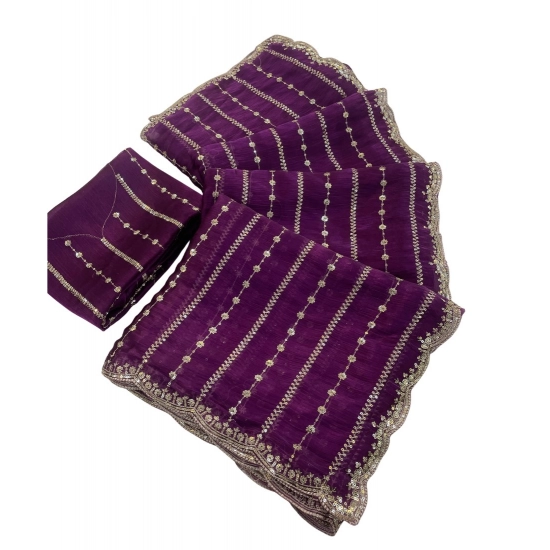 Generic Women's Slik Embellished Saree With Unstitched Blouse 5.5Mtr (Purple) Generic Women's Slik Embellished Saree With Unstitched Blouse 5.5Mtr (Purple)
