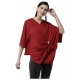 Generic Women's Polyester Solid Cape Sleeve Top (Red) Generic Women's Polyester Solid Cape Sleeve Top (Red)