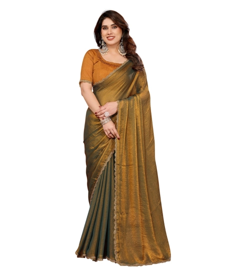 Generic Women's Georgette Printed Saree With Unstitched Blouse 5.5Mtr (Gold)