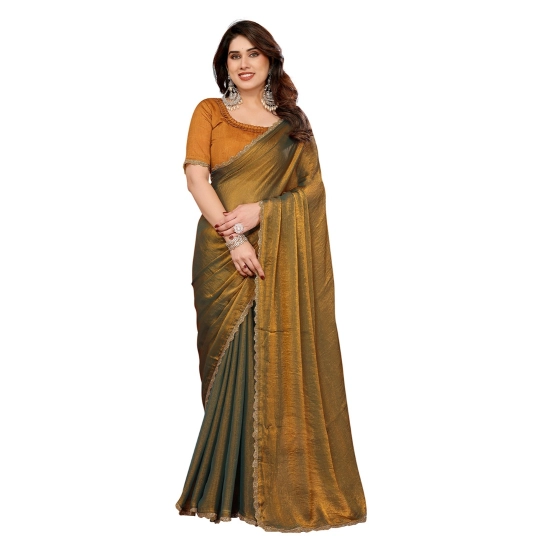 Generic Women's Georgette Printed Saree With Unstitched Blouse 5.5Mtr (Gold)