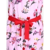 Generic Girl's Polyester Crepe Floral Shoulder Straps Jumpsuit (Pink-Red)