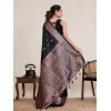 Generic Women's Jacquard Woven Saree With Unstitched Blouse 5.5Mtr (Black)