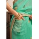 Generic Women's Linen Cotton Printed Ready To Wear With Pocket Saree With Unstitched Blouse 5.5 Mtr (Light_Green)