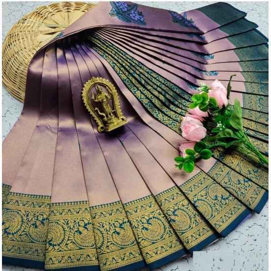 Generic Women's Soft Silk Printed Saree With Unstitched Blouse 5.5Mtr (Lavender)