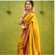Generic Women's Soft Litchi Silk Jacquard Work Saree With Unstitched Blouse 5.5Mtr (Yellow)