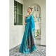 Generic Women's Silk Blend Woven Saree With Unstitched Blouse 5.5 Mtr (Turquoise)