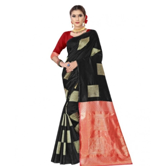Generic Women's Soft Lichi Silk Printed Saree With Unstitched Blouse 5.5Mtr (Black) Generic Women's Soft Lichi Silk Printed Saree With Unstitched Blouse 5.5Mtr (Black)