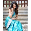 Generic Women's Soft Lichi Silk Printed Saree With Unstitched Blouse 5.5Mtr (Sky-Blue)