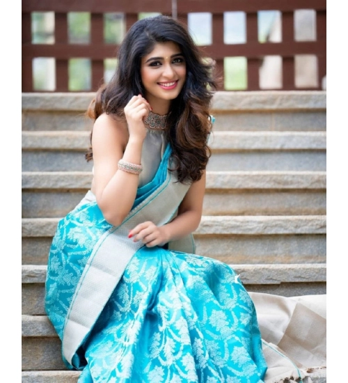 Generic Women's Soft Lichi Silk Printed Saree With Unstitched Blouse 5.5Mtr (Sky-Blue) Generic Women's Soft Lichi Silk Printed Saree With Unstitched Blouse 5.5Mtr (Sky-Blue)