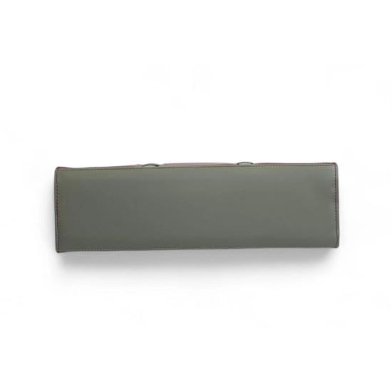 Generic Women's Polyurethane Solid Structured Shoulder Tote Handbag (Sage Green-Burgundy)