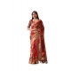 Generic Women's Faux_Linen Printed Saree With Unstitched Blouse 5.5Mtr (Red)