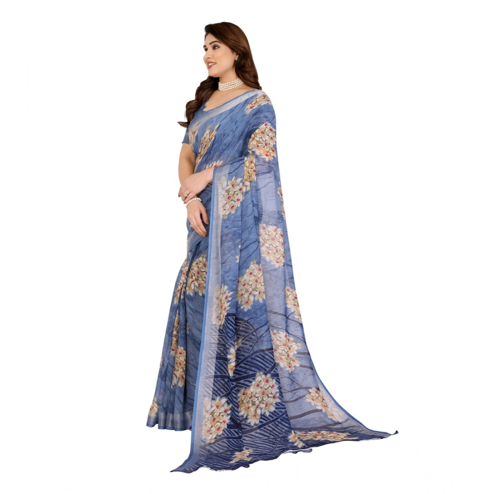 Generic Women's Georgette Printed Saree With Unstitched Blouse 5.5Mtr (Blue) Generic Women's Georgette Printed Saree With Unstitched Blouse 5.5Mtr (Blue)