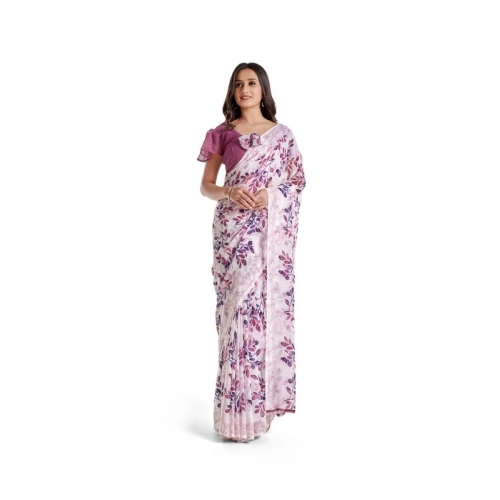 Women's Georgette Printed Saree With Unstitched Blouse 5.5Mtr (Pink) Women's Georgette Printed Saree With Unstitched Blouse 5.5Mtr (Pink)