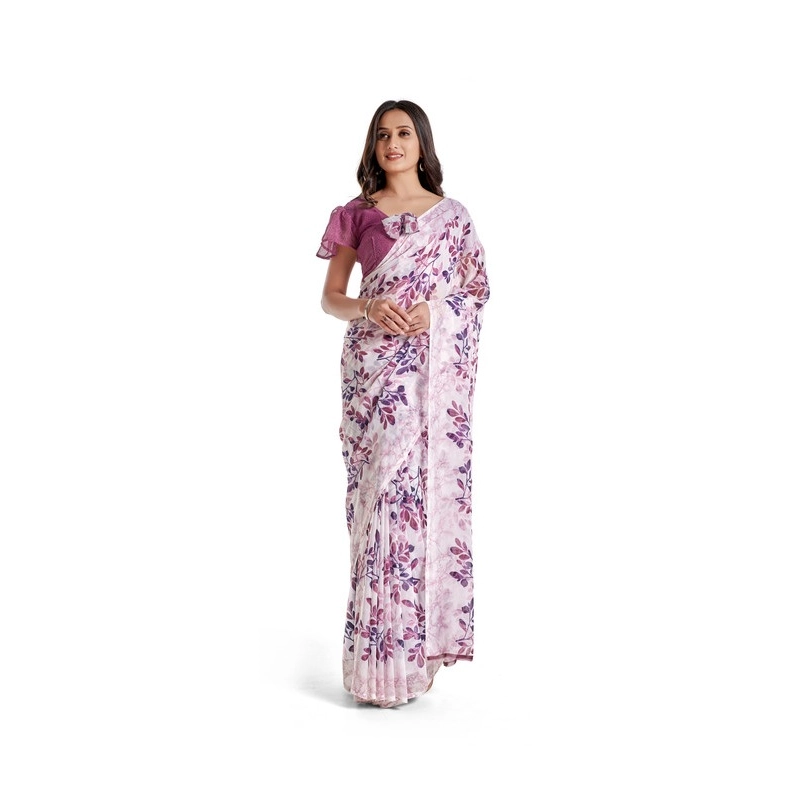 Women's Georgette Printed Saree With Unstitched Blouse 5.5Mtr (Pink) Women's Georgette Printed Saree With Unstitched Blouse 5.5Mtr (Pink)