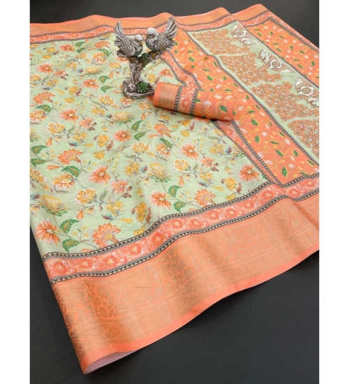 Generic Women's Soft Dola Cotton Printed Saree With Unstitched Blouse 5.5Mtr (Orange) Generic Women's Soft Dola Cotton Printed Saree With Unstitched Blouse 5.5Mtr (Orange)
