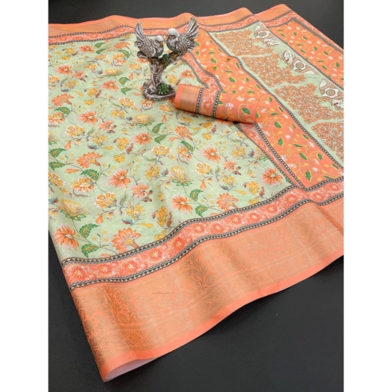 Generic Women's Soft Dola Cotton Printed Saree With Unstitched Blouse 5.5Mtr (Orange) Generic Women's Soft Dola Cotton Printed Saree With Unstitched Blouse 5.5Mtr (Orange)